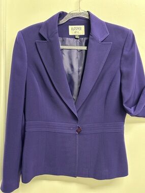 Kasper Purple Single-Button Tailored Blazer